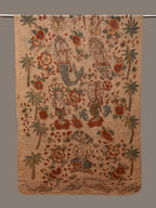 Cream Kalamkari Hand Painted Chiffon Dupatta with Dashavatar Design - Global Threads