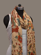 Cream Kalamkari Hand Painted Chiffon Dupatta with Dashavatar Design - Global Threads