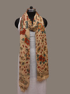 Cream Kalamkari Hand Painted Chiffon Dupatta with Dashavatar Design - Global Threads