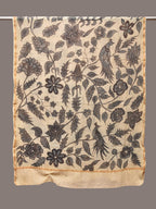 Cream Kalamkari Hand Painted Kota Silk Dupatta with Floral and Birds Design - Global Threads