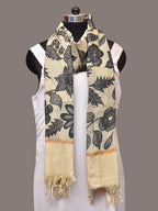 Cream Kalamkari Hand Painted Kota Silk Dupatta with Floral and Birds Design - Global Threads