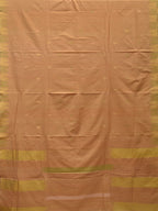 Cream Khadi Cotton Handloom Saree with Temple Border Design - Global Threads