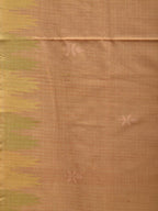 Cream Khadi Cotton Handloom Saree with Temple Border Design - Global Threads
