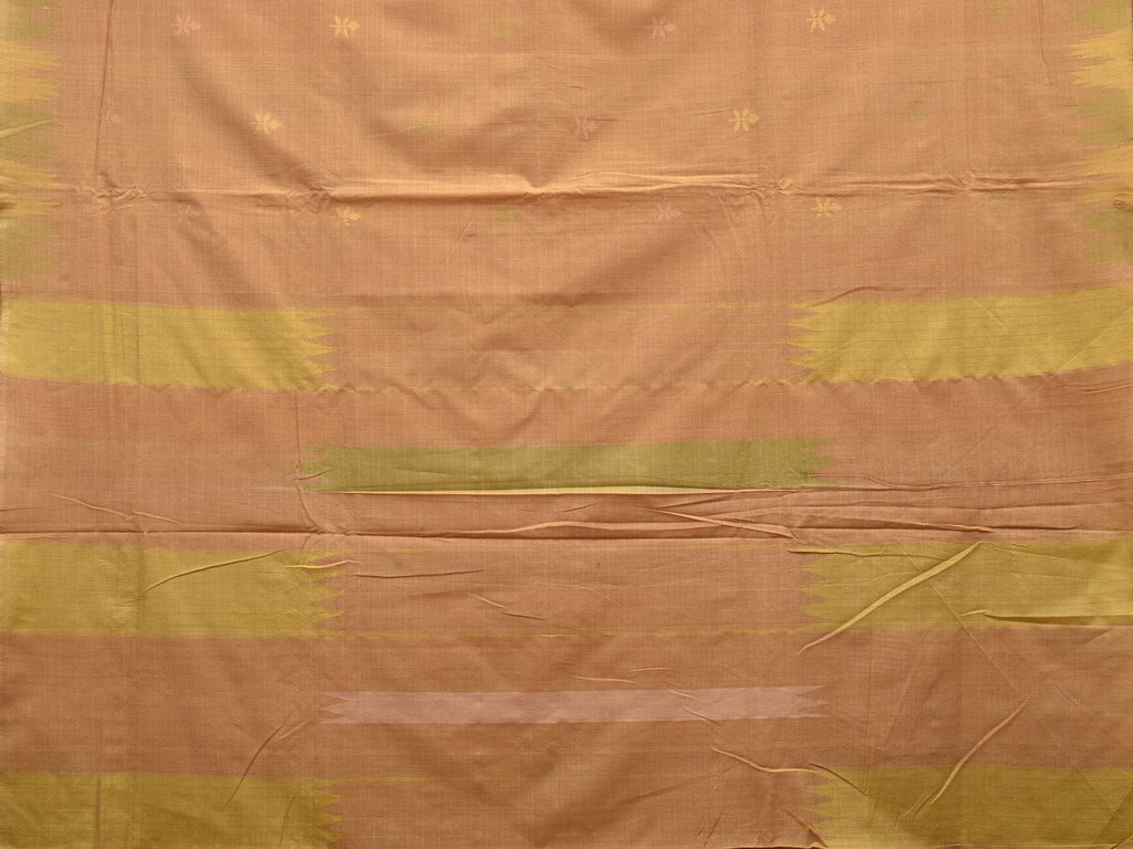 Cream Khadi Cotton Handloom Saree with Temple Border Design - Global Threads
