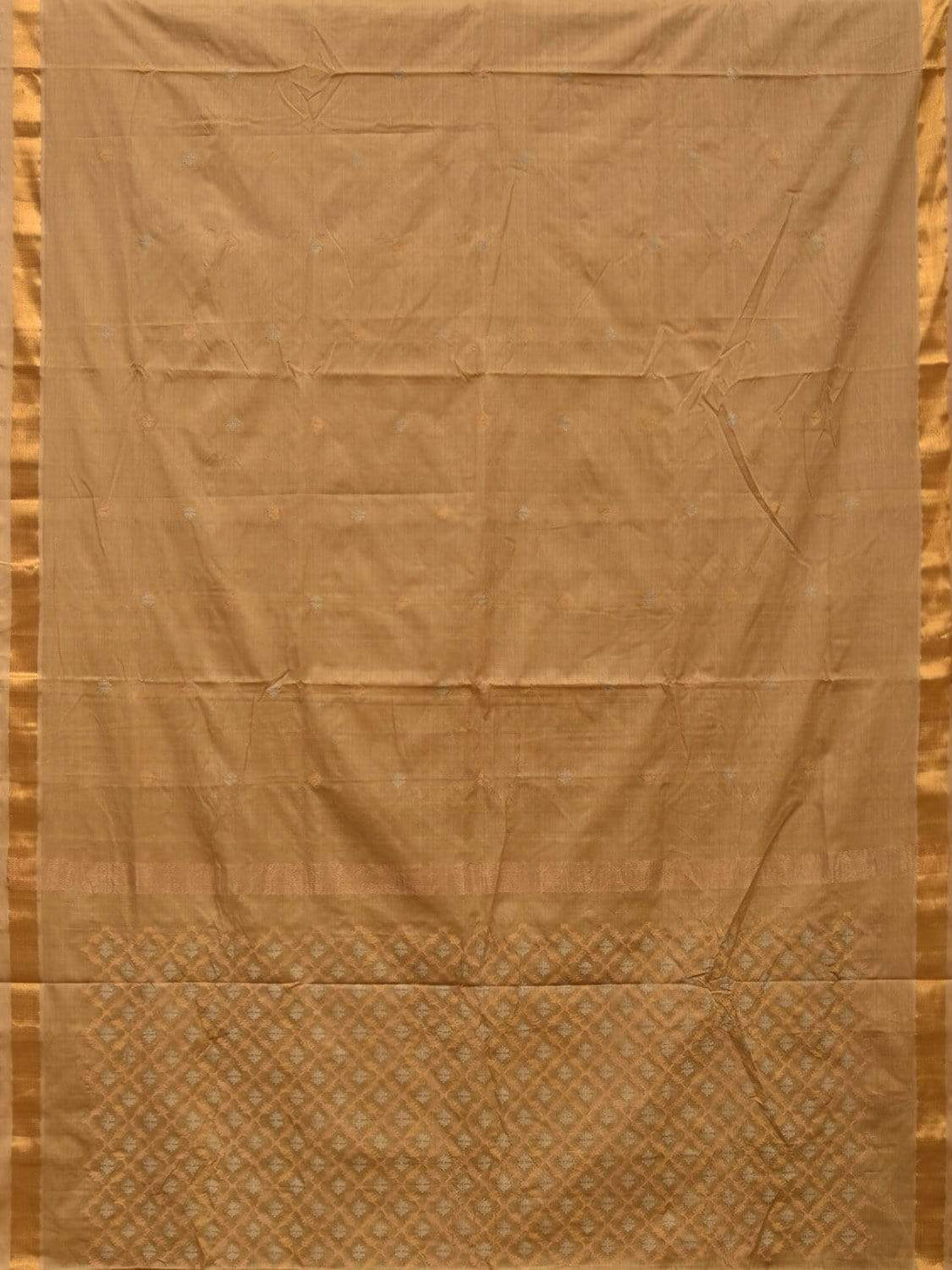 Cream Uppada Cotton Handloom Saree with Jamdani Pallu Design - Global Threads