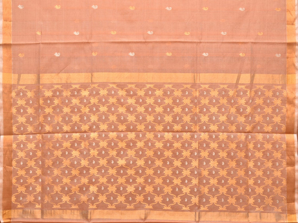 Cream Uppada Cotton Silk Handloom Saree with Jamdani Grill Design - Global Threads