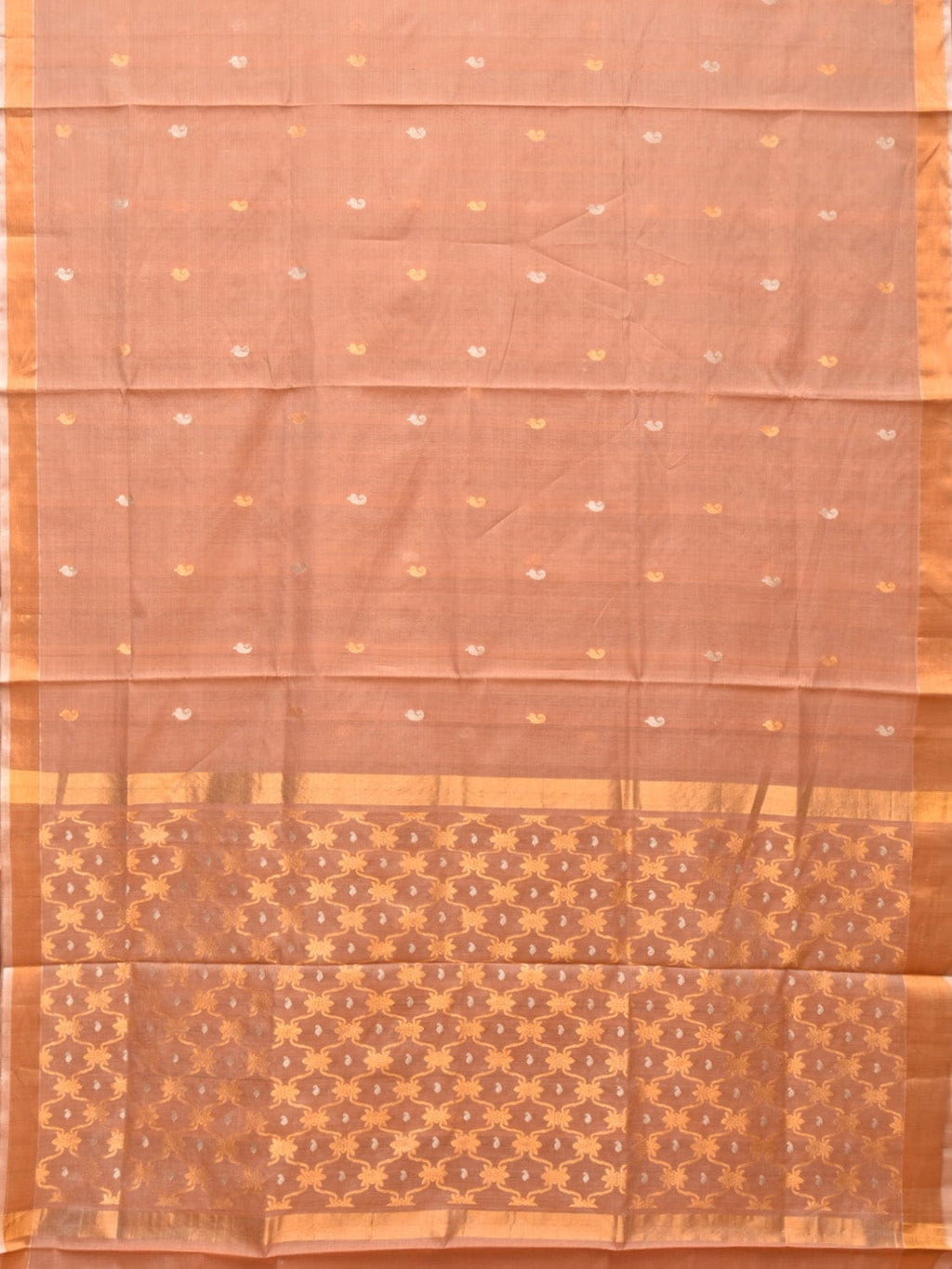 Cream Uppada Cotton Silk Handloom Saree with Jamdani Grill Design - Global Threads