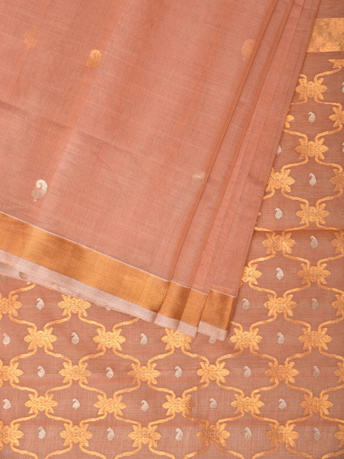 Cream Uppada Cotton Silk Handloom Saree with Jamdani Grill Design - Global Threads