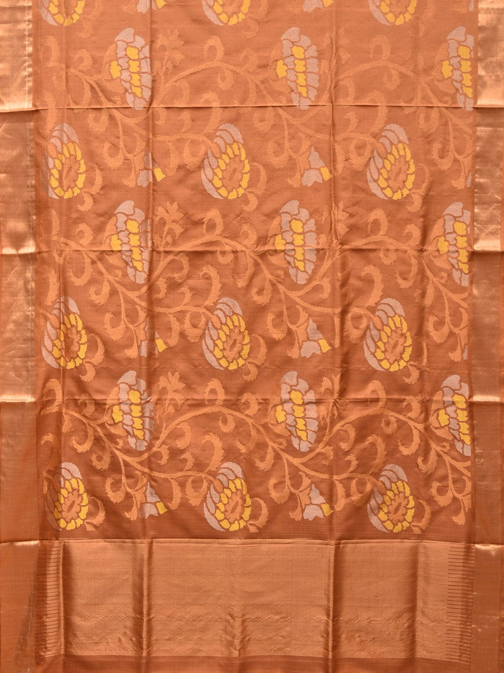 Cream Uppada Silk Handloom Saree with All Over Design - Global Threads