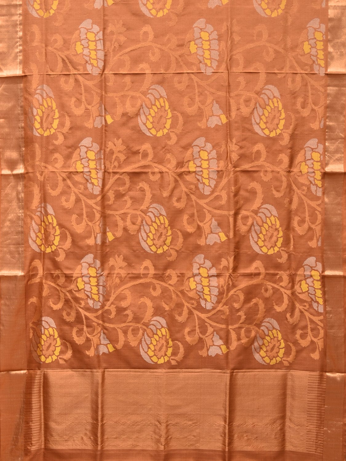 Cream Uppada Silk Handloom Saree with All Over Design - Global Threads
