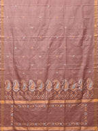 Cream Uppada Silk Handloom Saree with Mango Pallu Design - Global Threads