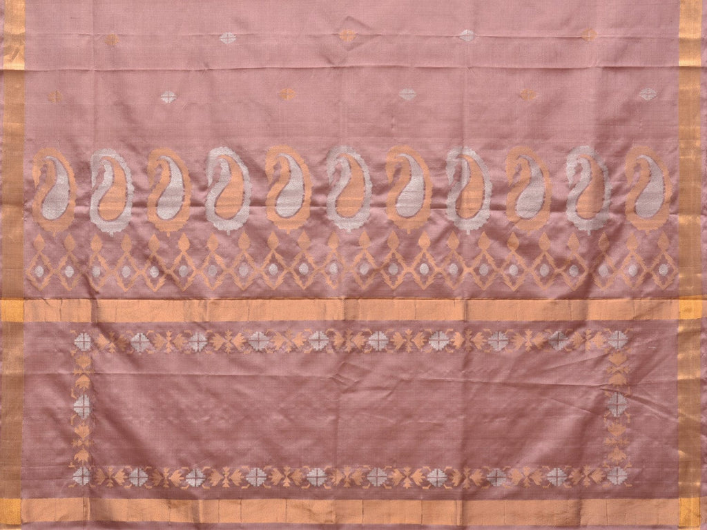 Cream Uppada Silk Handloom Saree with Mango Pallu Design - Global Threads