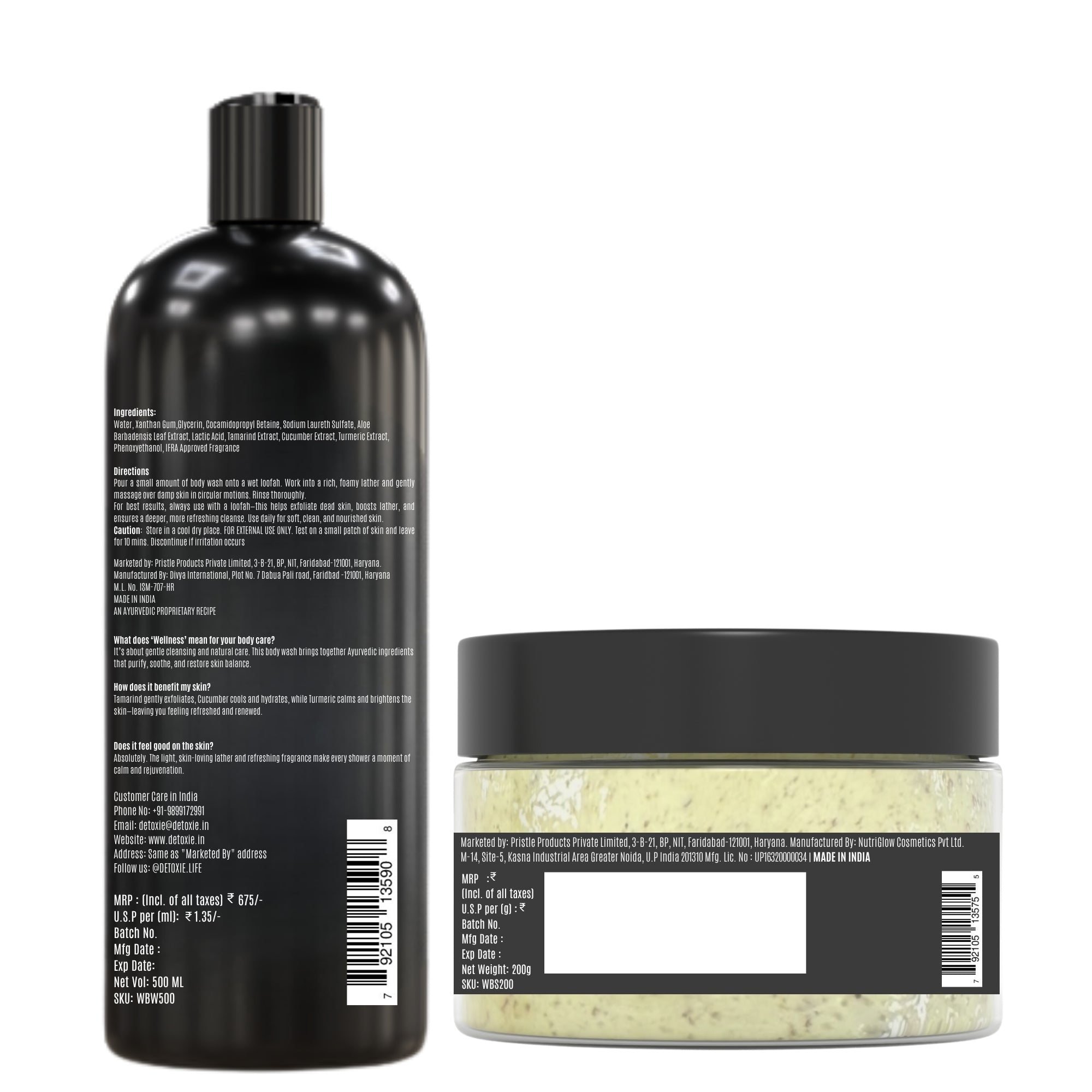 Detoxie Wellness Body Wash & Body Scrub Combo - Distacart