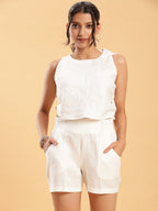 BohoJazz Crop Top with Wooden Buttons and Comfort Shorts Co-ords - Distacart