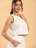 BohoJazz Crop Top with Wooden Buttons and Comfort Shorts Co-ords - Distacart