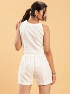 BohoJazz Crop Top with Wooden Buttons and Comfort Shorts Co-ords - Distacart
