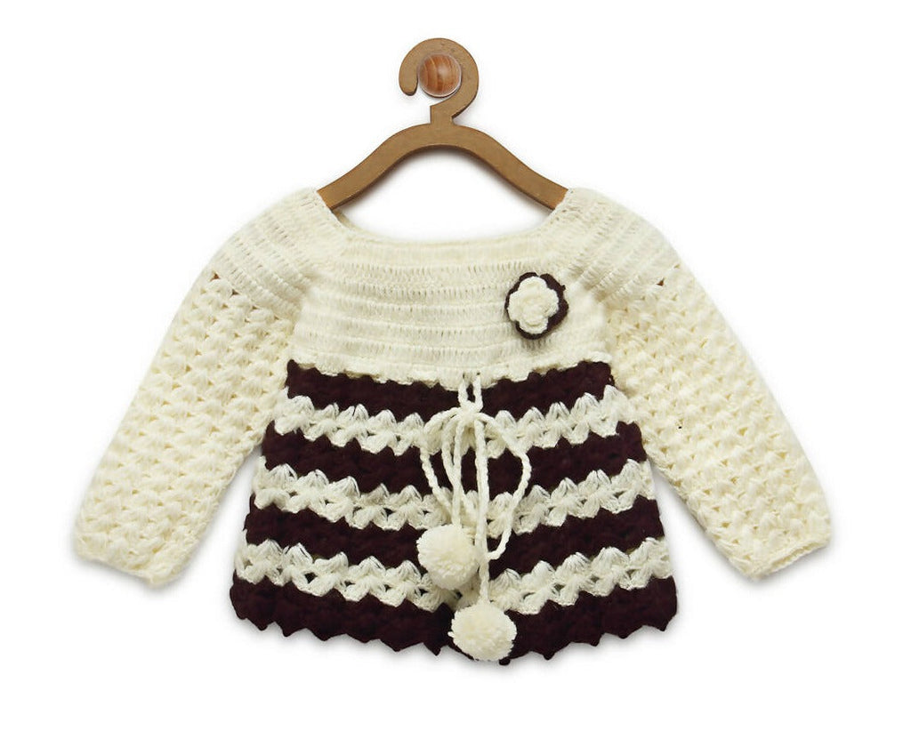 Chutput Kids Cream Coloured Sweet Solid Pullover Sweater