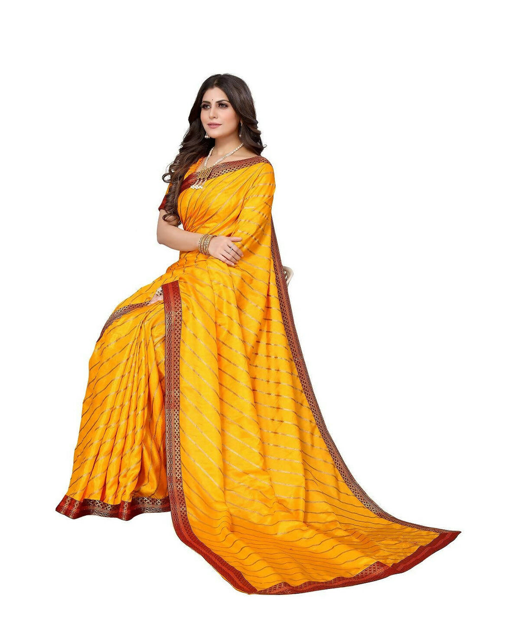 Vamika Dola Silk Yellow Lace Border Bollywood Style Saree (SUCHI YELLOW) - Distacart