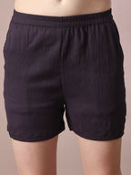 Myshka Women's Violet Solid Shirt Collar Party Shirt With Shorts Co-ord set
