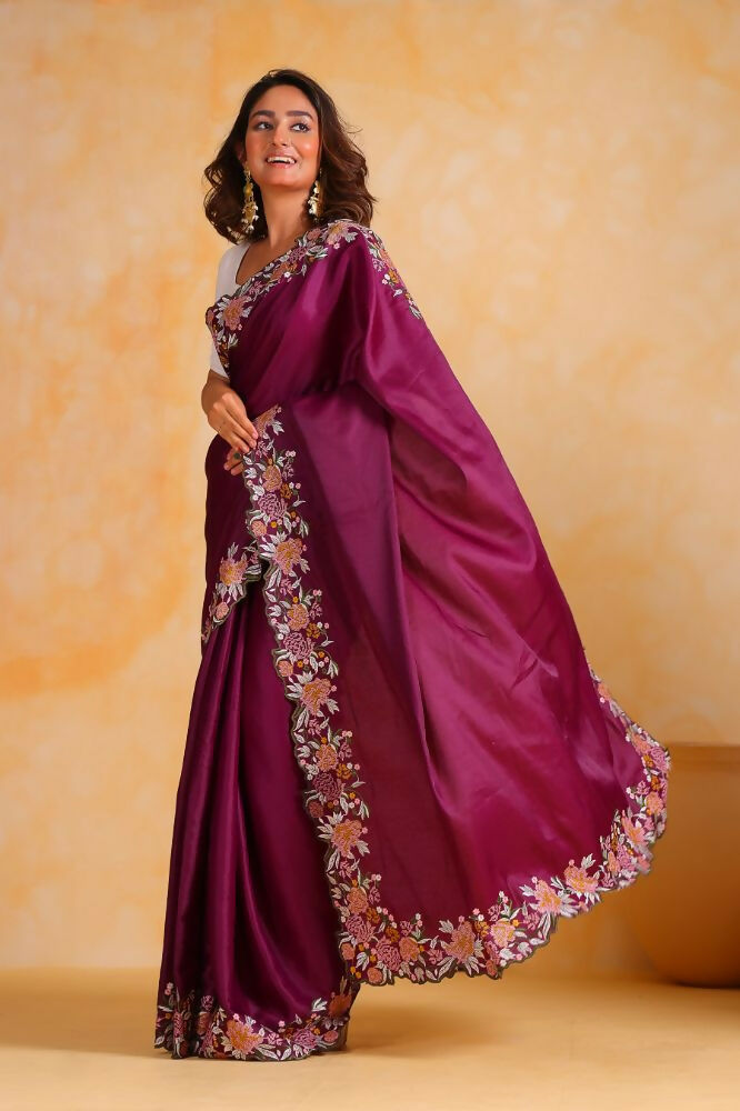 Vamsee Sundha Purple Tussar Silk Saree