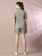 Myshka Women's Grey Solid Regular Fit Shirt