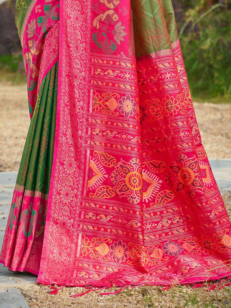 Shree Shyam Fashion Mehendi Soft Silk Saree - Distacart