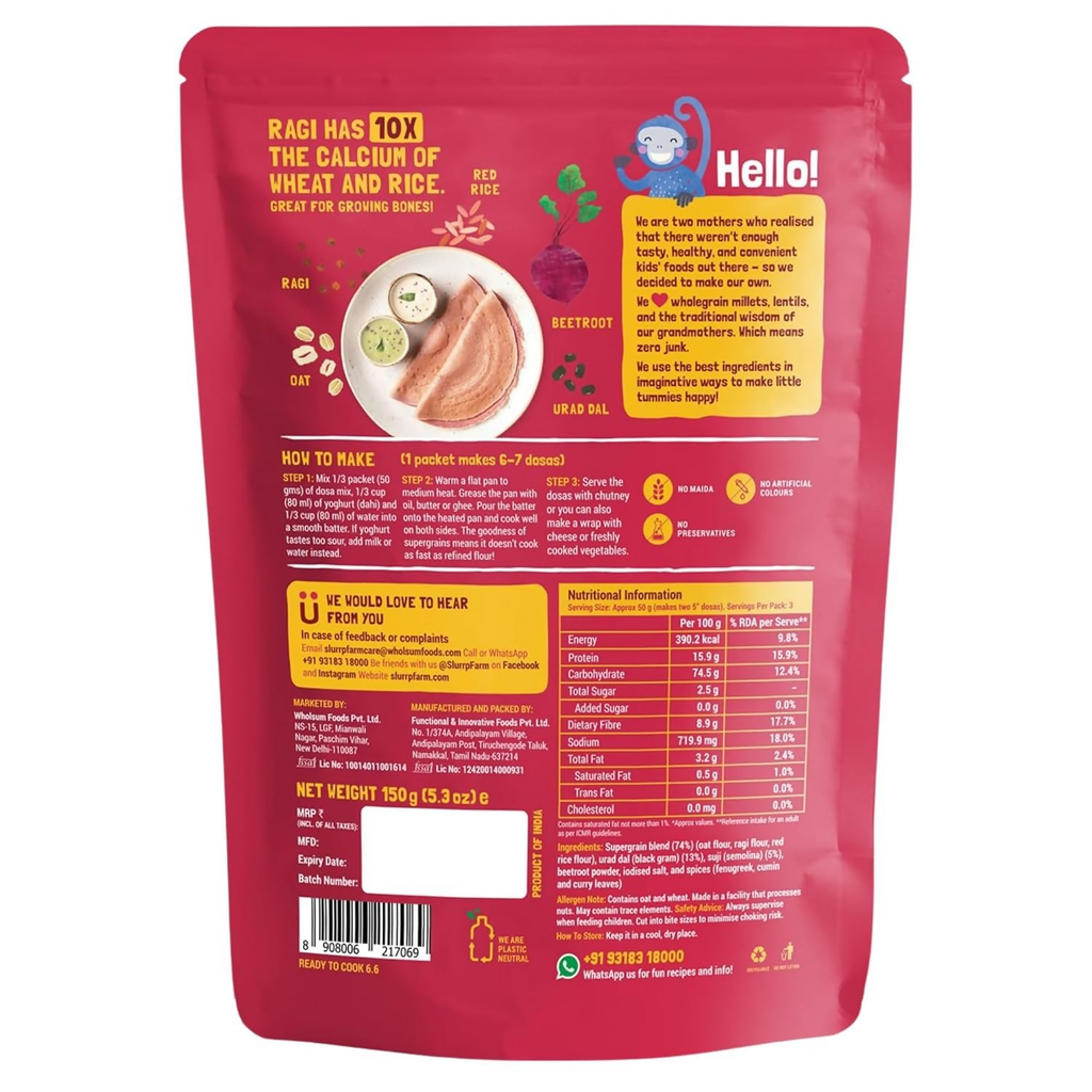 Slurrp Farm Spinach And Beetroot Millet Dosa Mix Combo - Distacart