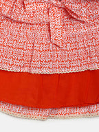 Manet Girls Cotton Layer Frock Printed - Orange