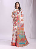 Shree Shyam Fashion Vastraloom White Linen Cotton Saree