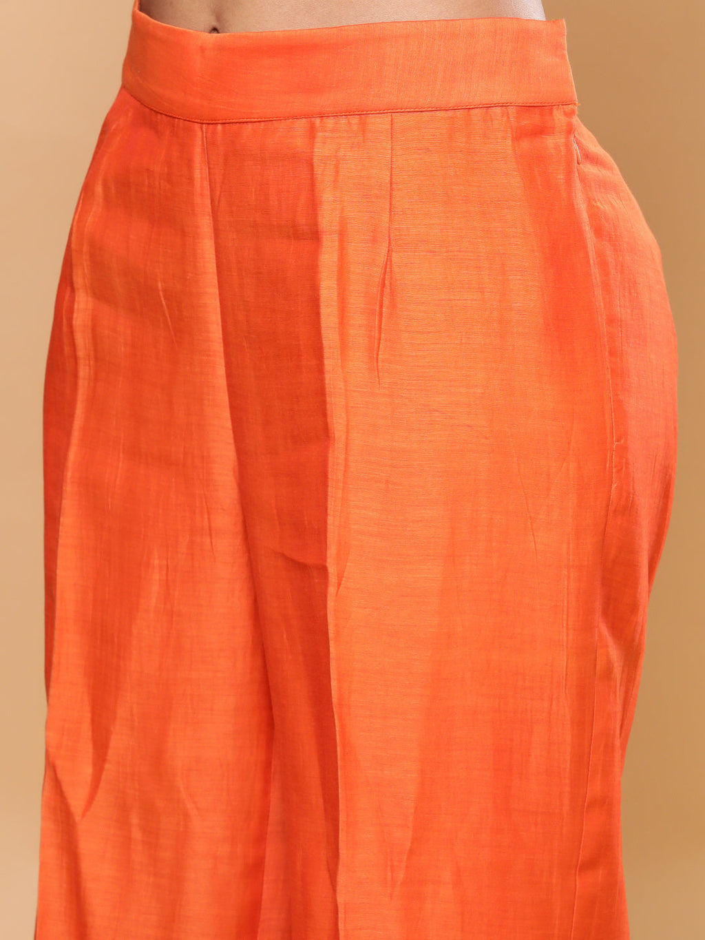 BohoJazz Nazm Embroidered Cuff-Sleeves Kurta Set with Dupatta - Rust Orange - Distacart