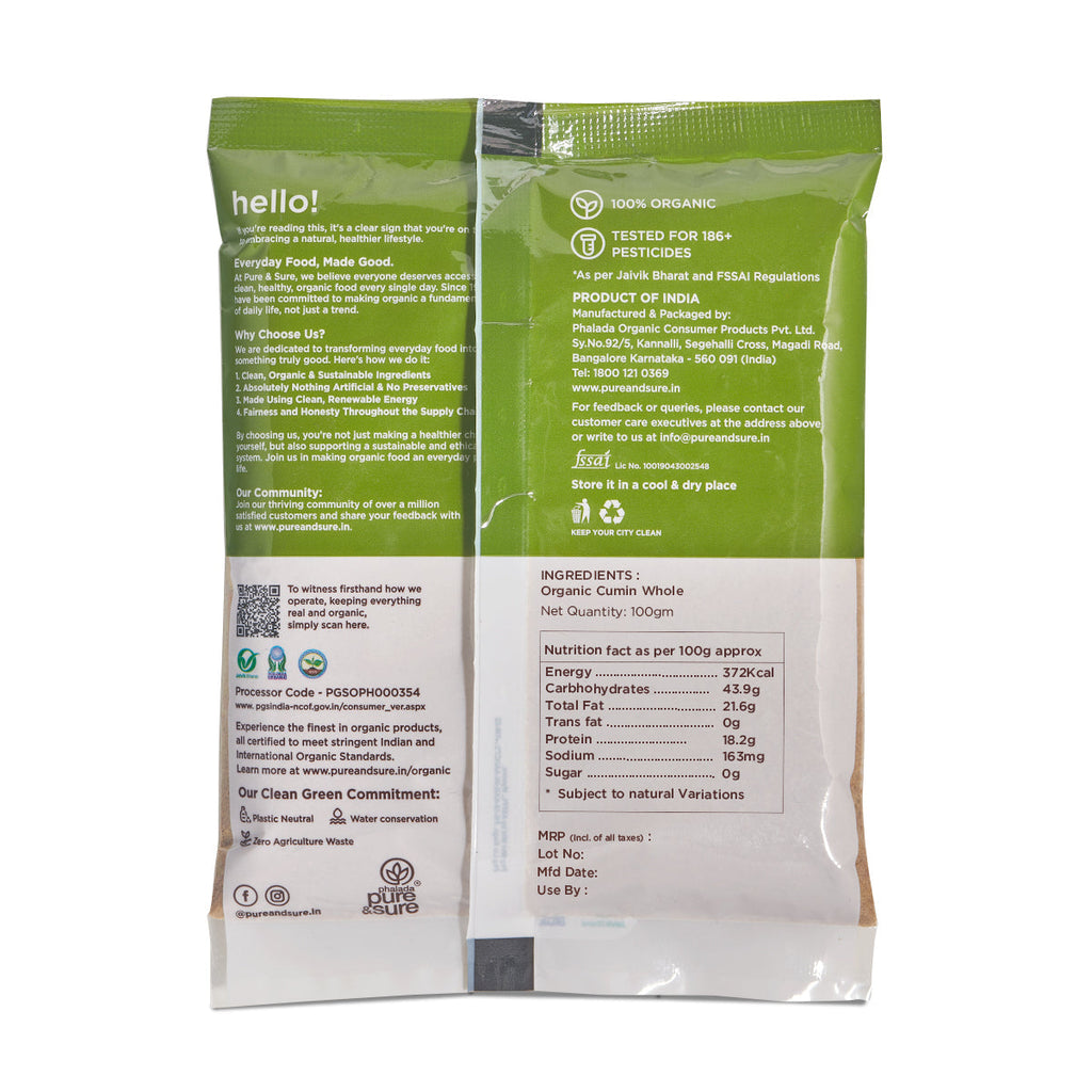 Pure & Sure Organic Cumin Whole - Distacart