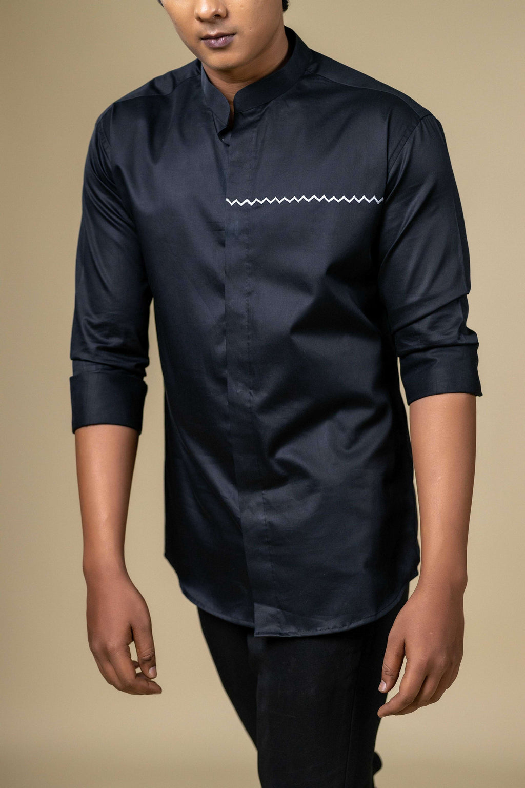 Black Vague Designer Men's Shirt by Hilo Design