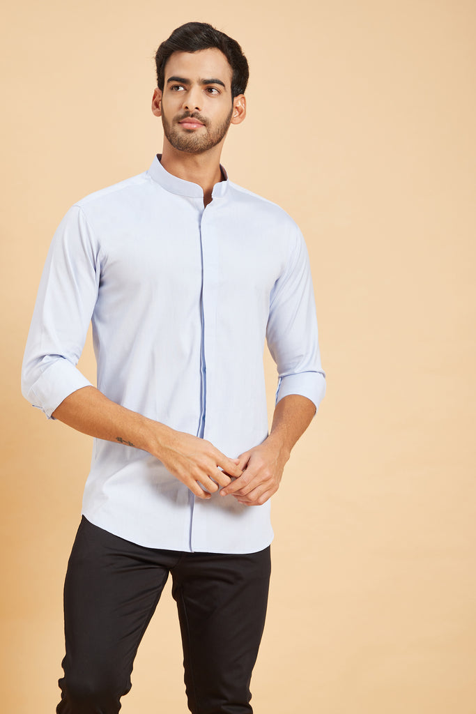Skii Chinese Collar Designer Men's Shirt by Hilo Design