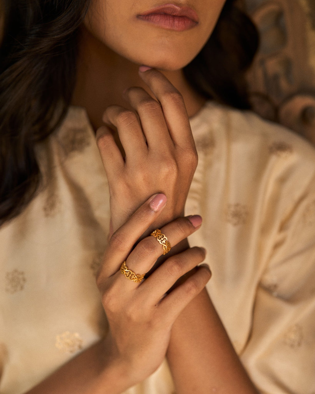 trueBrowns Gold-Polished Bel Rings