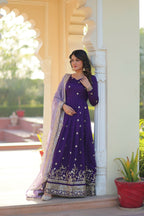 Joban Fashion Blue Georgette Sequence Embroidery Work Kurta Set - Distacart