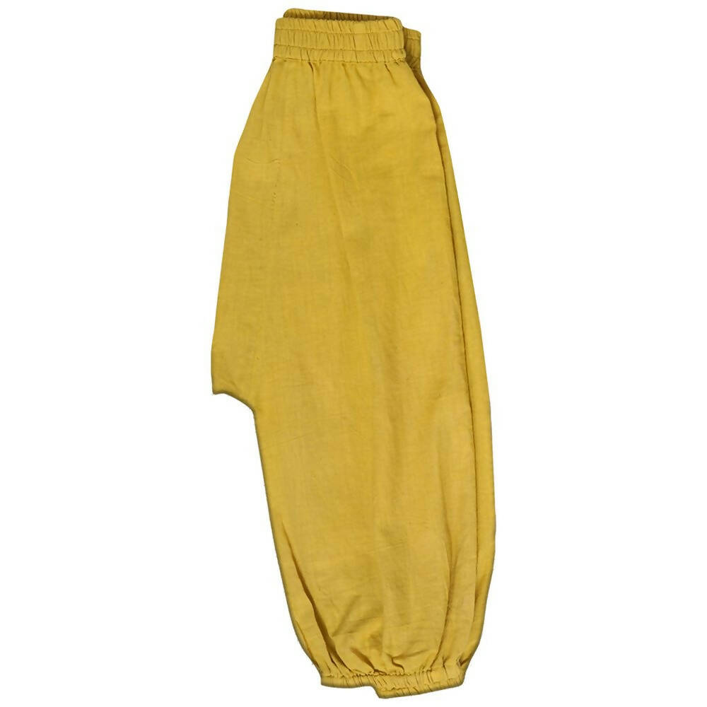 Mhyssa Tick Tock Round Neck Half Sleeve Green T-shirt With Full Length Yellow Pant Set For Kids