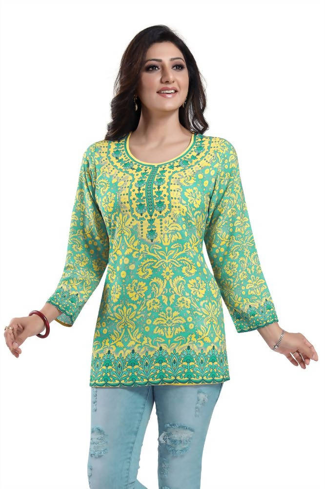 Snehal Creations Fabulous Lime Green Summer Cool Printed Tunic