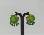 Terracotta Boho Style Studs With Dangles-Green