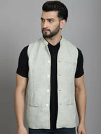 Even Apparels Nehru Jacket With Welt Pockets - Green