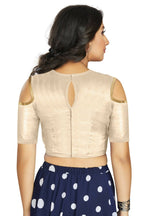 Aastha Fashion Women's Off White Art Silk Cold Shoulder Sleeve Readymade Blouse