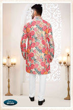 Joban Fashion Men's Cream Base Straight Silk Thread And Sequence Embroidery All Over Kurta Set