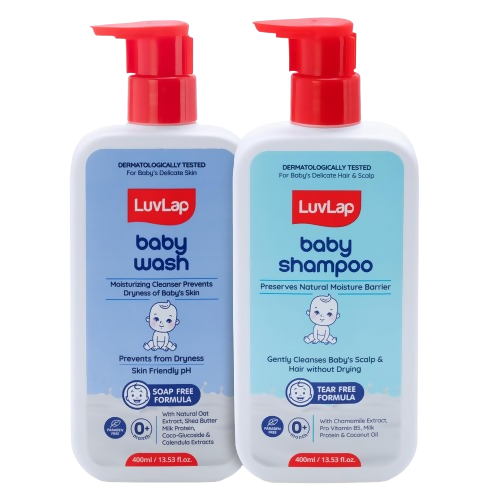 LuvLap Baby Shampoo + Baby Wash Combo Set