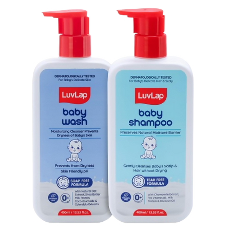 LuvLap Baby Shampoo + Baby Wash Combo Set