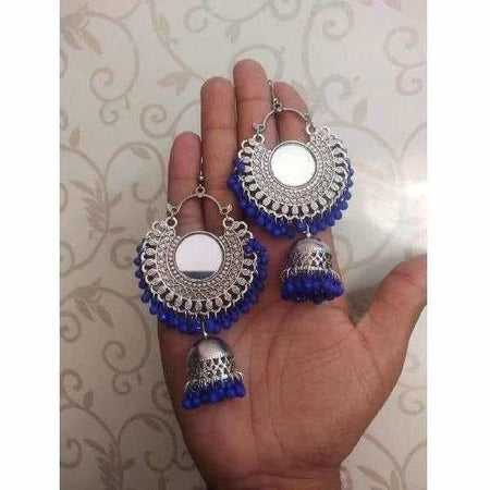 MS Fashion India Muskan Fancy Oxidized Blue Beaded Jhumka Earrings