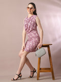 Myshka Women's Multi Printed Cowl Neck Bodycon Party Dress - Distacart