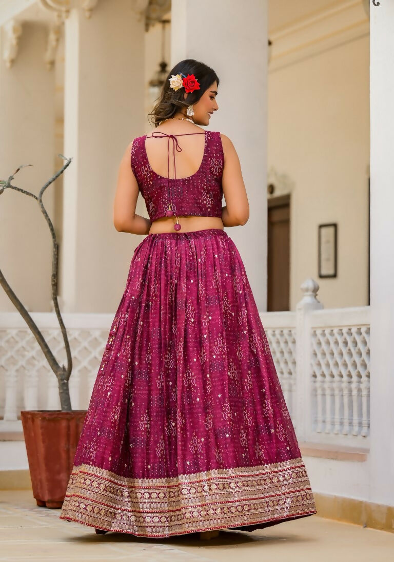 Wedding Partywear Wine Slim Georgette Lehengha Choli With Dupata - Agnidhara