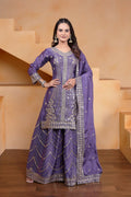 Teeya Creation Lavender Color Chinon Silk Wedding Wear Trending Palazzo Set - Distacart