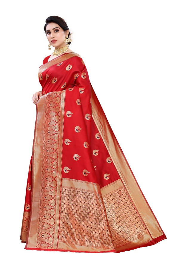 Vamika Banarasi Jacquard Weaving Red Saree (Siri Red)