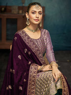 Anaita Light Purple Premium Embroidered with servos waki diamond Vichitra Silk Stitched Salwar Suit - Distacart