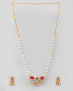 VOJ Gold-Polished Traditional Flower Shaped Copper Jewellery Set